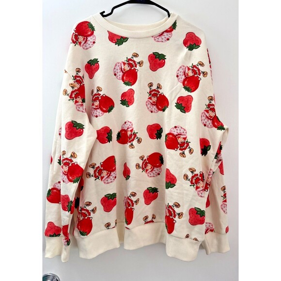 Strawberry Shortcake Tops - Strawberry Shortcake Retro Oversize Sweatshirt Top Women's XL Kidcore Quirky 80s